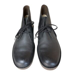 CLARKS Bushacre 2 Desert Boots Chukkas BLACK Leather Men’s 12